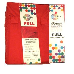 Full Sheet Set Red 4-Piece Set Soft Microfiber